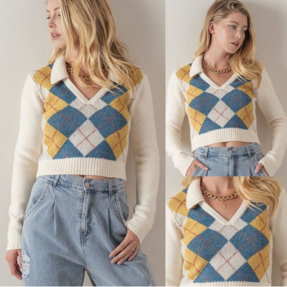 Love Tree Cropped Sweater Large